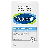 CETAPHIL Gentle Cleansing Bar, 4.5 oz , Nourishing Bar For Dry, Sensitive Skin, Non-Comedogenic, Non-Irritating for Sensitive Skin