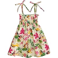 RJC Girl's Hula Spring Hawaiian Smocked Dress Beige 6X