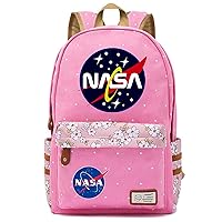 Unisex Student Canvas Bookbag NASA Lightweight Rucksack-Large Capacity Daypack Novelty Bagpack for Travel