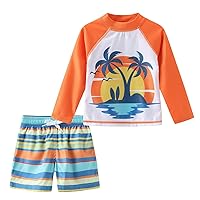 Toddler Baby Boys Rash Guard Set for Kids Boys Swim Set with Swim Trunks Long Sleeve Bathing Suits