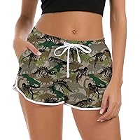 Idgreatim Women Quick Dry Swim Shorts Bottom Drawstring 3D Graphic Beach Boardshorts Casual Short Pants