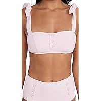 Shoshanna Women's Tie Strap Retro Bikini Top, Pastel Pink, C