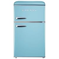 Galanz Retro Compact Refrigerator with Freezer, Mini Fridge with Dual Doors, Adjustable Mechanical Thermostat, 3.1 Cu FT, Blue