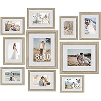 10 Pack Picture Frames Collage Wall Decor - Gallery Wall Frame Set with Mat for Wall Mounting or Tabletop Display, Including Two 8x10, Four 5x7, Four 4x6 Photo Frames, Real Glass