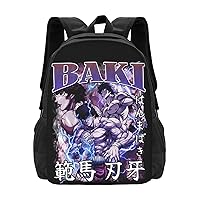 Anime Baki the Grappler Baki Hanma Backpack Cartoon Large Capacity Backpacks Laptop Backpack Lightweight Canvas Shoulder bag Outdoor Travel 16-Inch Black