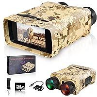 Vocloud Rechargeable Digital Night Vision Goggles Binoculars for Adults,1080p FHD,64GB Memory Card,for Hunting and Surveillance in 100% Darkness (Desert Camouflage)