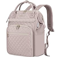 EMPSIGN 17 Inch Laptop Backpack for Women, Work Business Travel Computer College Bags, Large Capacity Water-repellent Quilted Casual Daypack with USB Port, Dusty Pink