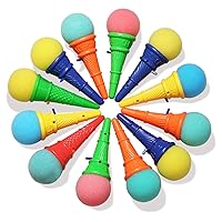 Novelty Place Ice Cream Shooters Toy (Pack of 12) - Squeeze N' Pop Game - 7 Inch Multi-Color Icecream Cone Foam Ball Launcher - Great Party Favors and Carnival Prize for Kids
