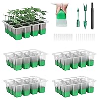 5 Pack Seed Starter Tray with Flexible Pop-Out Cells, 60 Cells Reusable Seedling Starter Trays for Indoor Greenhouse Gardening(Green)