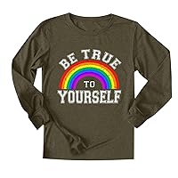 Baseball Tee Shirts Be True to Yourself Rainbow Letter Printed Round Neck Long Sleeved T Shirt Women's Wear Wo