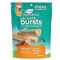 ARK NATURALS Breath Bursts Brushless Toothpaste, Dog Dental Sticks for Large Breeds, Unique Texture Helps Clean Teeth & Freshen Breath, Cinnamon, 6 oz, 1 Pack