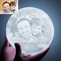 Custom Moon Lamp with Your Photo Text - 3D Printing Moon Light 5.9 Inch Touch Change 2 Colors - Personalized Christmas Birthday Valentine's Gift For Her Women Wife Girlfriend Couple Daughter Son