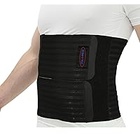 ITA-MED Men’s Breathable Elastic Postsurgical Recovery Binder, Abdominal and Back Support Wrap, Made in USA, 12” Wide, Best with Body-Shaping Effect, X-Large, Black