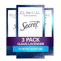 Secret Clinical Strength Clear Gel Antiperspirant and Deodorant, Clean Lavender, 1.6 oz (Pack of 3)