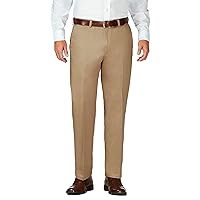 Haggar Mens Work To Weekend Hidden Expandable Waist No Iron Flat Front Dress-pants, Dark Taupe, 34W X 32L US