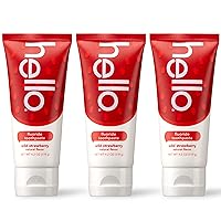 hello Natural Wild Strawberry Flavor Fluoride Kids Toothpaste, ADA Approved, Ages 2+, No Artificial Sweetneners, No SLS, Gluten Free, Vegan, 4.2 Oz (Pack of 3)