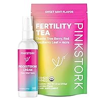 Pink Stork Fertility Tea and Progesterone Cream for Women, Fertility, Ovulation, Conception, and Hormone Balance for Women with Chaste Tree Berry (Vitex) - Duo