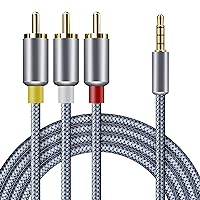 Goalfish 3.5mm to RCA AV Camcorder Video Cable, 3.5mm Male to 3RCA Male Plug Stereo Audio Video AUX Cable for MP3,Tablets,Speakers,Home Theater, Smartphones,DVD Player -6.6FT