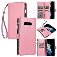 Cell Phone Flip Case Cover 2 In 1 Wallet Case Compatible With Samsung Galaxy Note 8, Compatible With Samsung Galaxy Note 8 Case With Magnetic Flip Cover [Card Slots][Wrist Strap][Detachable Crossbody