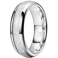THREE KEYS JEWELRY 4mm 6mm 8mm Tungsten Wedding Ring Imitated Meteorite Silver Polished Band