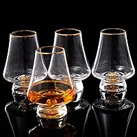 DUJUST Snifter Glasses Set of 4 (8oz), Crystal Whiskey Glasses with 24K Gold Leaf Flakes, Luxury Tasting Glasses for Brandy/Cognac/Bourbon/Tequila/Scotch, BPA-Free & Lead-Free