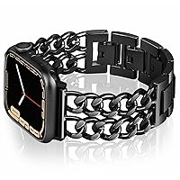 Vamyzji Compatible with Apple Watch 9 Strap 41 mm 40 mm 38 mm, Stainless Steel Metal Strap for Apple Watch Series 9 8 7 6 5 4 3 2 1 iWatch SE, Fashion Chain Link Apple Watch Strap for Women Men