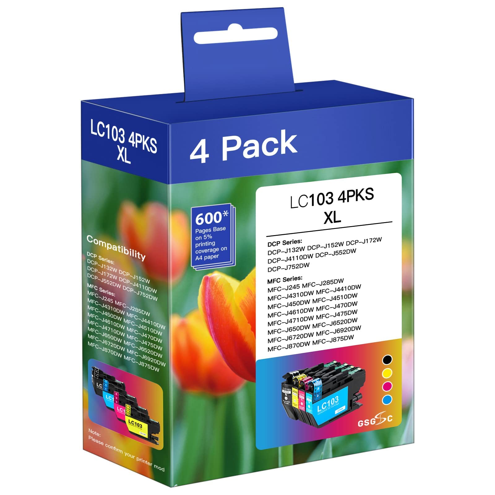GSGSC LC103 Ink cartridges Replacement for Brother Printer lc103XL lc101 cartridges, Compatible with MFC-J870DW MFC-J6920DW MFC-J6520DW MFC-J450DW MFC-J470DW (1 Black, 1 Cyan, Magenta, Yellow)