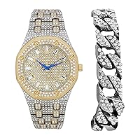 Charles Raymond Bling-ed Out Rapper's Luxury Hip Hop Mens Watch - Stand Out In Your Crew With This Glittery Miles Away Watch - 10227FAM
