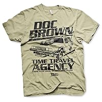 Back To The Future Officially Licensed Doc Brown Time Travel Agency Mens T-Shirt