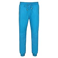 Mens Real Leather Trouser Sweat Track Electric Blue Pant Zip Jogging Bottom 3040