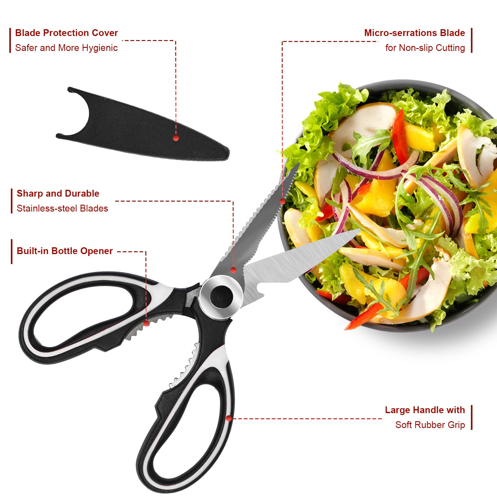 SZHLUX 2-Pack Kitchen Scissors Heavy Duty, Premium Sharp Kitchen Shears for Food, Fish, Meat, Bones, Poultry and Vegetables with Strong Stainless Steel Blades Multi Purpose Cooking Scissors