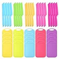 40 Pcs Kids Cutting Board and Knife Set Kids Safe Knives for Cutting Serrated Edges Plastic Toddler Knife for Kids Cutting Board Colorful Toddler Cooking Utensils for Cutting Salad Fruit Vegetables
