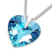LillyMarie Woman Swarovski Elements Heart Light Blue Length Adjustable Jewelry Case Small Gifts for Women Christmas