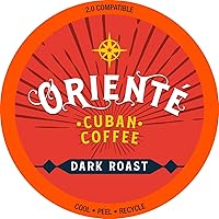Oriente Dark Roast Cuban Coffee Pods, 50 ct | Cafe Oriente Authentic Cuban Coffee Inspired Style | 100% Arabica Coffee | Solar Energy Produced Recyclable Pods Compatible with Keurig K Cups Maker