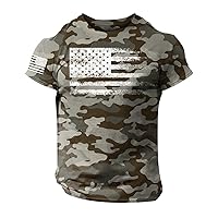 Men's American Flag Printed T Shirt Summer Short Sleeve Muscle Slim Fit Patriotic Tees Casual Athletic T-Shirts