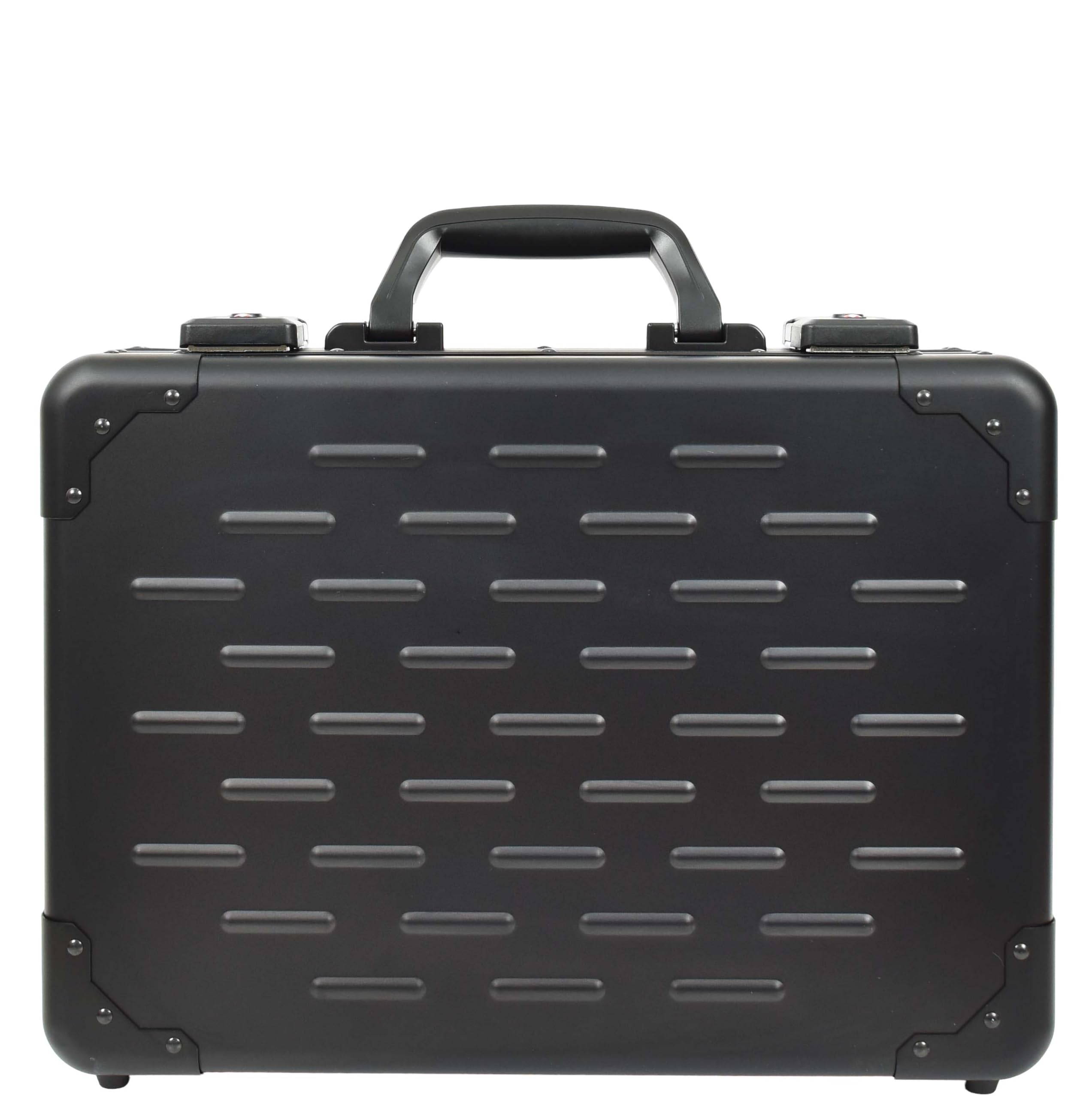 A1 FASHION GOODS Attache Case Black Aluminium Classic Dual TSA Lock Briefcase Business Bag Agent, Black, Contemporary