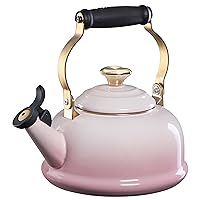 Le Creuset Enamel On Steel Whistling Tea Kettle w/Figural Heart Knob, Shell Pink