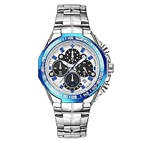 rorios Fashion Men's Watches Business Analogue Quartz Wrist Watches Luminous Watches with Calendar Stainless Steel Strap Multifunction Men's Watch