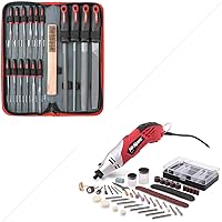 Hi-Spec 138pc Metal Hand & Needle File Tool Kit Set Bundle With 160W Corded Power Rotary Tool Kit Set