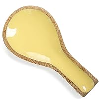 The Art Box Wooden Spoon Rest for Kitchen Counter Yellow, Spoon Holder for Stove Top or Countertop Spatula Spoons Holder Rustic Spoon Rest for Farmhouse, Acacia Wood, 10 Inches