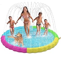 Heeyoo Splash Pad for Kids, Non-Slip Splash Pad for Toddler Summer Outdoor Water Toys, Sprinkler Pool for Kids Outdoor Play, Scratch Resistant Thicken Dog Splash Pad, Fountain Play Mat for Kid Toddler