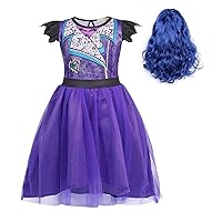 WonderBabe Descendants Costume Princess Dress Up Outfits Halloween Party Cosplay Dress with Wig