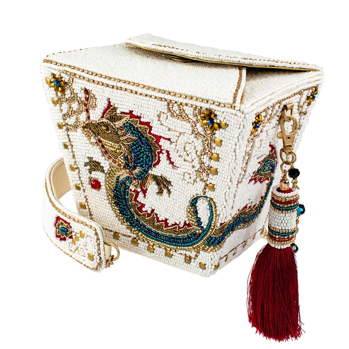 Mary Frances Noble Dragon Top Handle Take Out Container Shoulder Handbag, Multicoloured