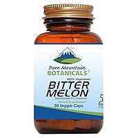 Pure Mountain Botanicals Bitter Melon Capsules - Kosher Vegan Caps with 500mg Bitter Melon Extract Supplement