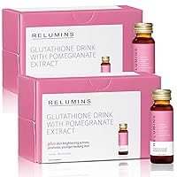 Relumins Beauty Glutathione Drink- Helps Reduce Visibility of Dark Spots, Brightens and Firms Skin, Boosts Skin Collagen Content, Increases Skin Moisture - Pomegranate Flavor Ten 50mL Drinks x 2 Packs