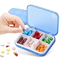 Daily Pill Organizer for Vitamins,Cod Liver Oil,Supplements, Medication,SAINSWIN Small Pill Box for Pocket Purse, Portable 6 Compartments Medicine Container for Travel