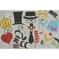 45 Pc Wedding Photo Booth Party Props Glasses Mustaches on a Stick