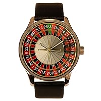 Casino Las Vegas Roulette Wheel Shiny Metallic Dial Solid Brass Men's Gambling Watch
