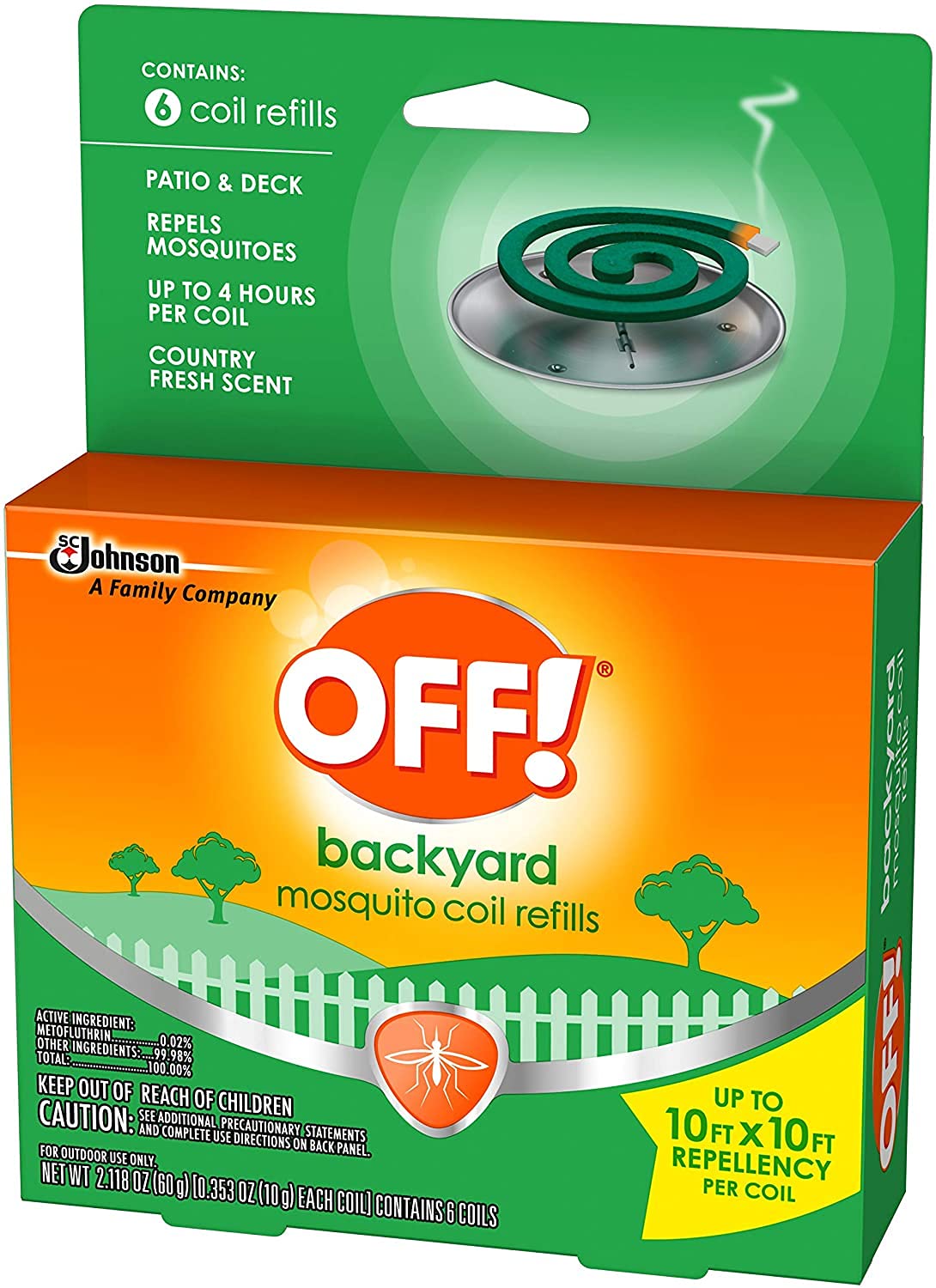 OFF! Backyard Mosquito Repellent Coil Refills, Perfect for Outdoor Patios Country Fresh Scent, 6 Count
