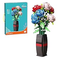 Flowers Bouquet Building Set with Vase, Valentine's Day, Mother's Day, Christmas or Birthday Gifts, for Kids, Women,Girls and Boys, 768PCS